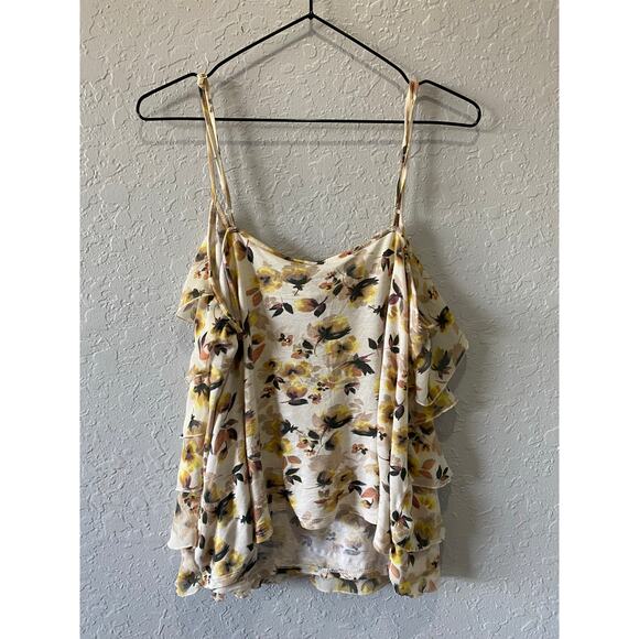 LC Lauren Conrad Women's Tank Top Tiered Ruffle Floral Cami L Stretchy - Picture 5 of 7